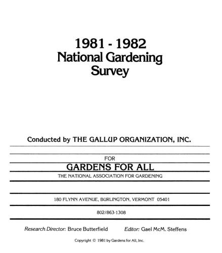 1982 National Gardening Survey